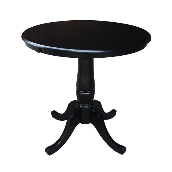 International Concepts Round 36 in Rd Top Pedestal Table, 12 in Leaf, 28.9 inH, Dining Height, Black, 36 W, 48 L, Wood K46-36RXT - main